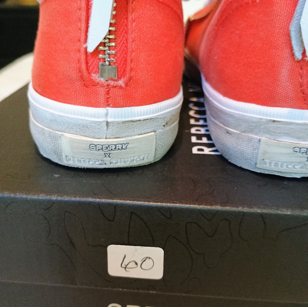 Sperry x Rebecca Minkoff Canvas High Top Sneakers 6.5 NIB Zip Detail Streetwear - Picture 12 of 16